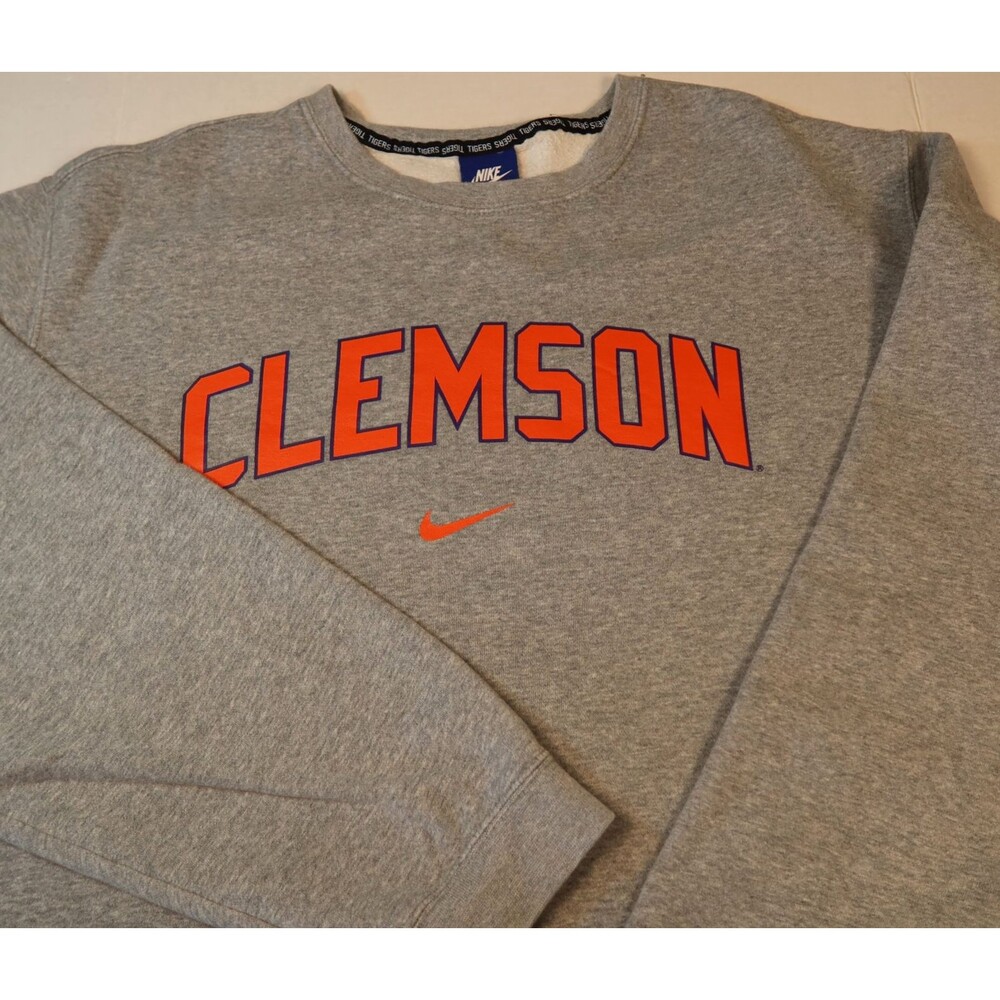 Clemson Tigers Nike Center Swoosh Gray fleece Crew Sweatshirt Mens 3XL EUC - Picture 4 of 10